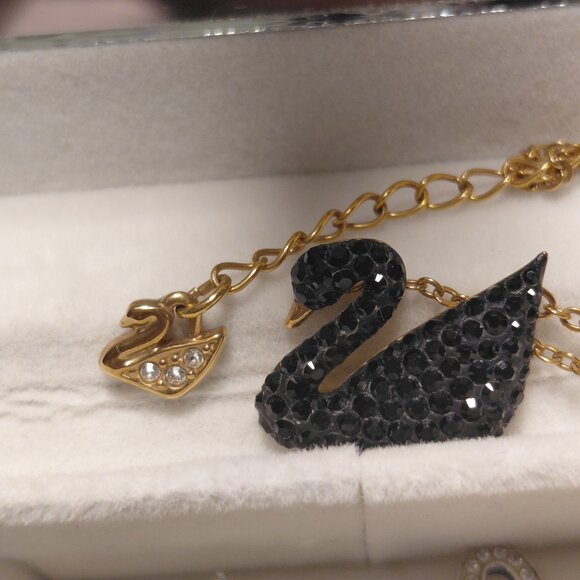 Swarovski Black Swan Crystal Necklace in Rose Gold - Picture 2 of 3